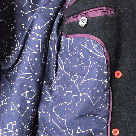 Anthropologie Celestial Deep Navy Pea Coat Jacket Wool Blend Button Fron… - Picture 10 of 16